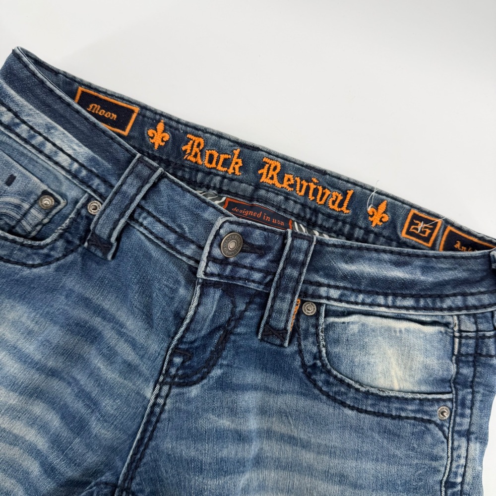 Rock Revival Ankle Skinny Jeans Womens 25 Blue Moon Distressed‎ EP9448AK201A
